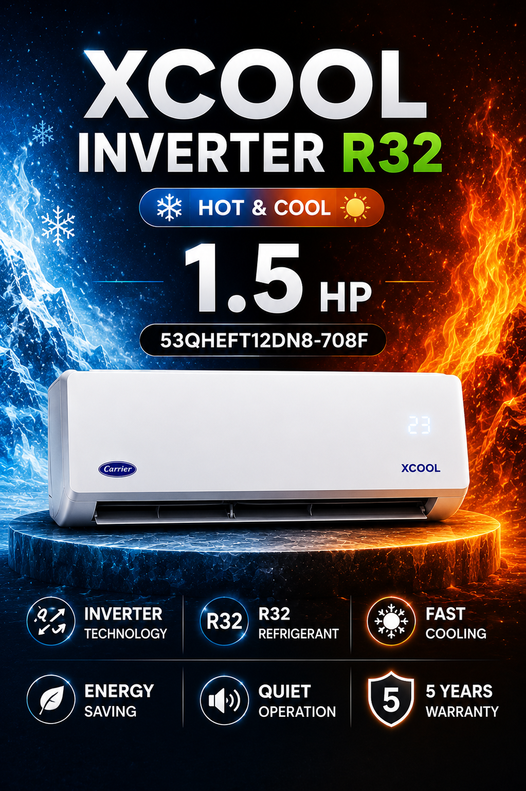 XCOOL Inverter 1.5HP COOLING & HITING