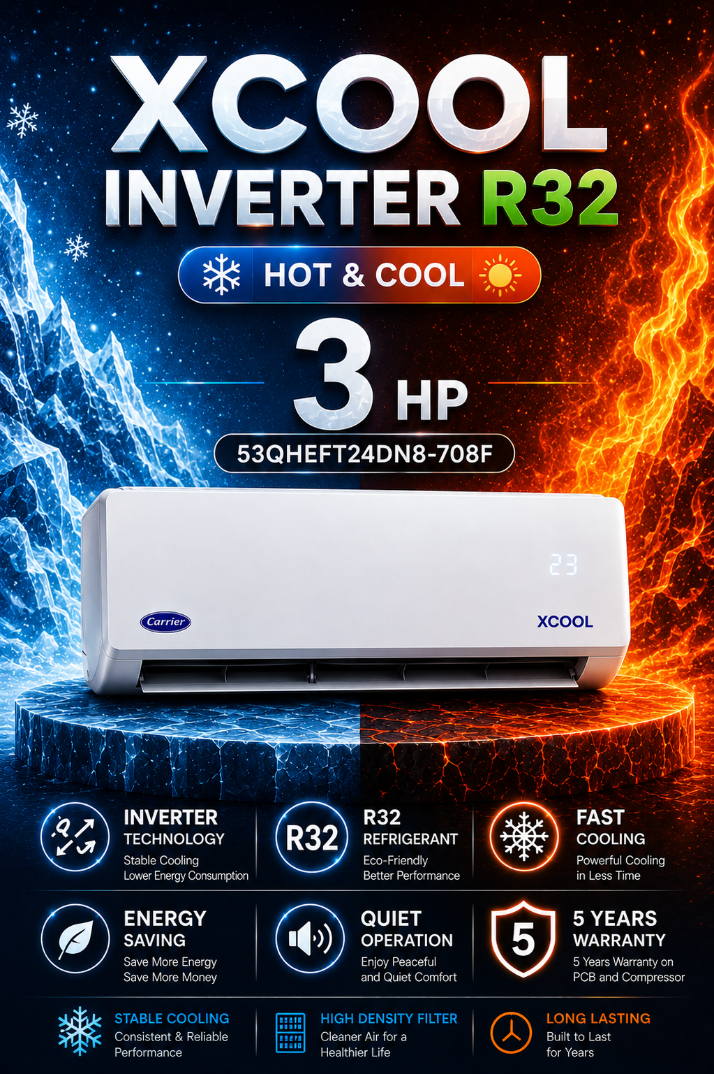 XCOOL Inverter  3HP Heat Pump